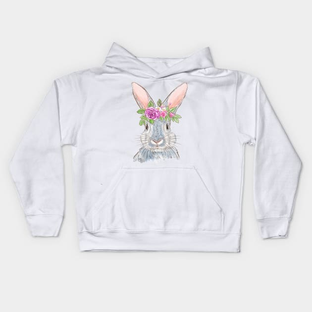 Denizko Art Gray Rabbit Kids Hoodie by denizko